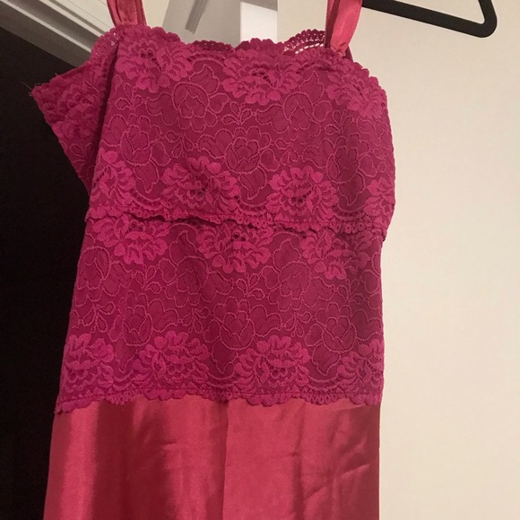 Pink long one piece satin nightwear - Picture 2 of 4